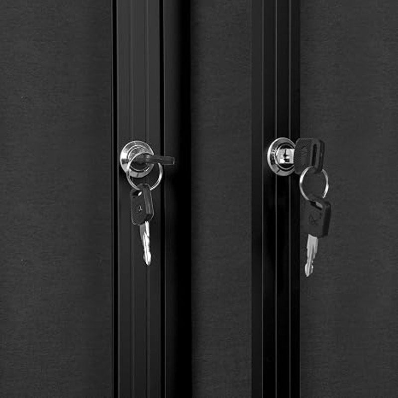 INNOVART Enclosed Bulletin Board 72”x48”, Lockable Fabric Noticeboard, Al Frame, Black Frame & Felt