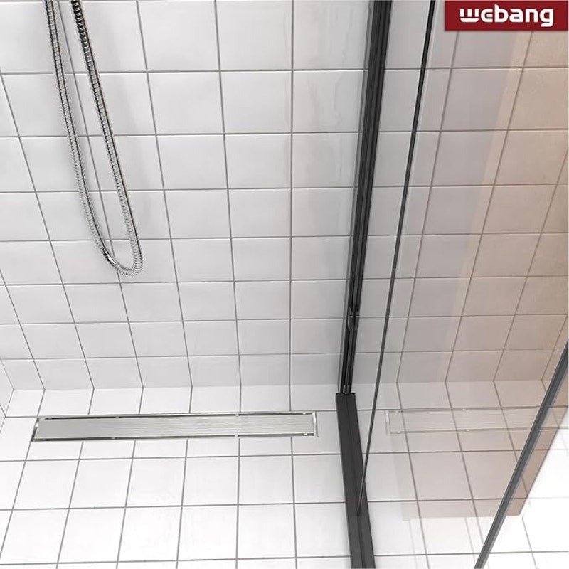 WEBANG 36 Inch Linear Shower Drain Rectangular Floor Drain with Accessories, Brushed. Steel.