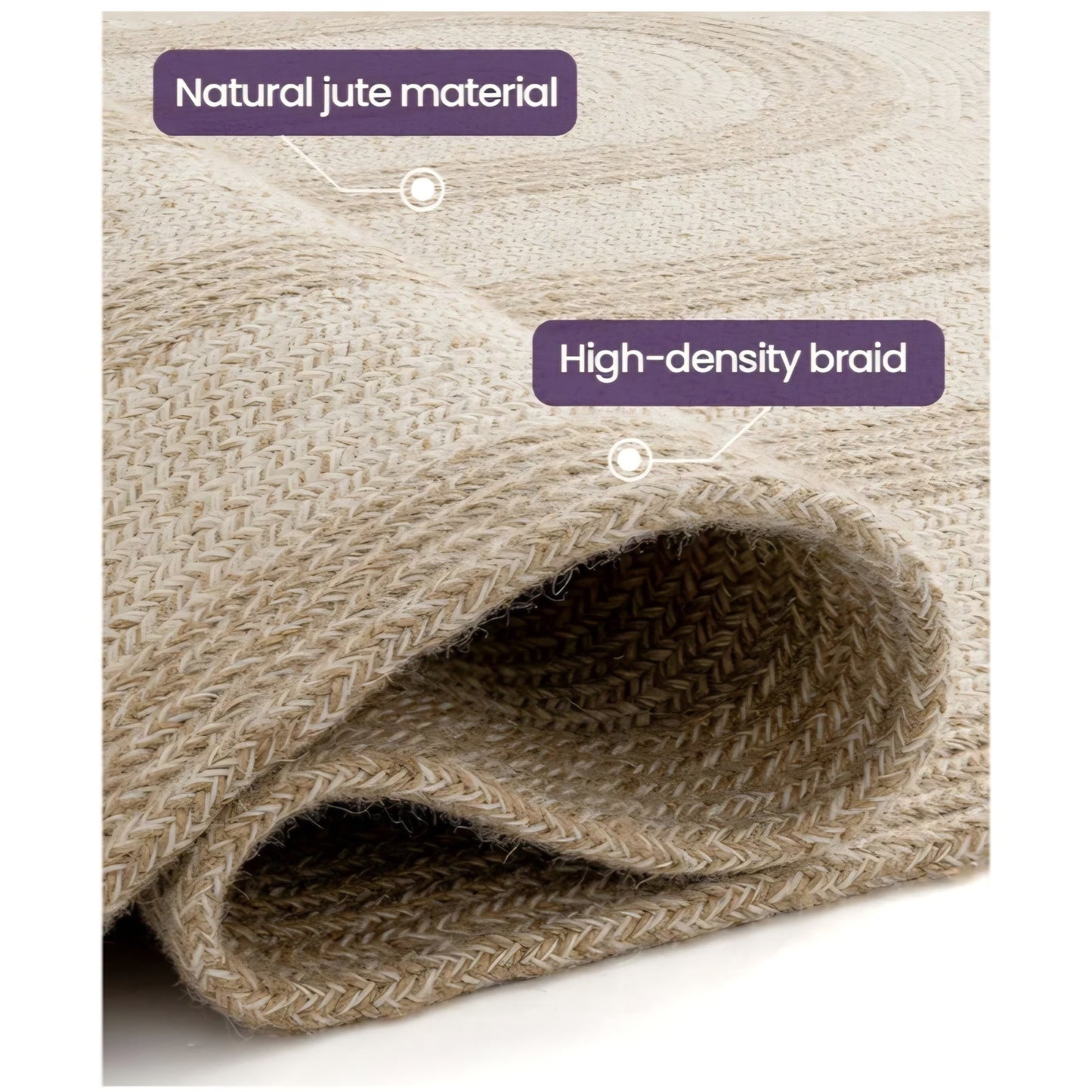 DEXI Oval Jute Rug Natural Fiber 8x10, Braided Woven Sisal Rugs No Shed, Large Neutral
