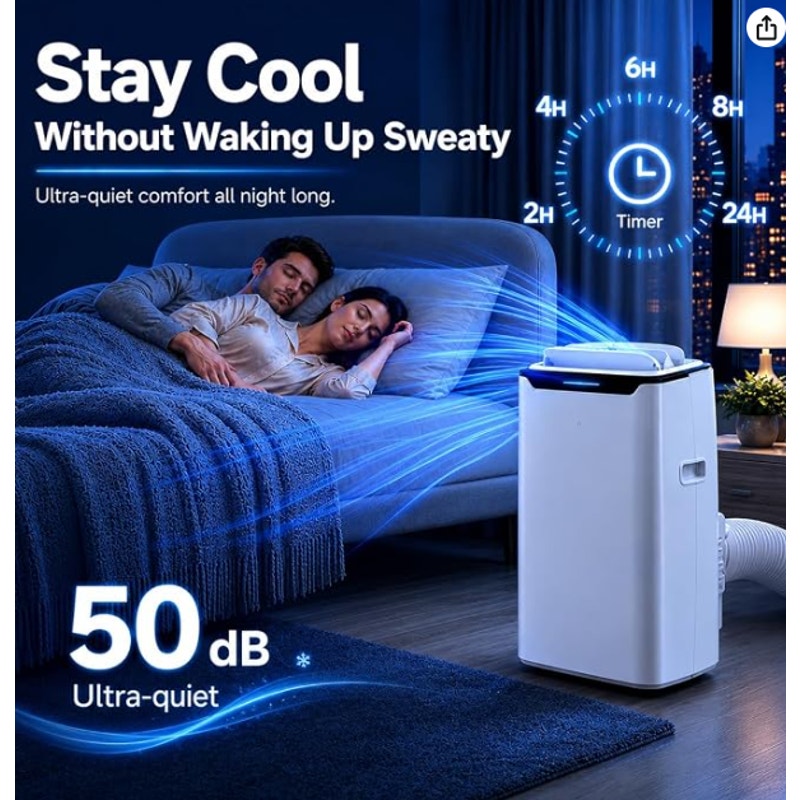 Portable Air Conditioner, 14000 BTU Fast Cooling for Large Rooms up to 700 Sq.Ft, 3-in-1 Energy