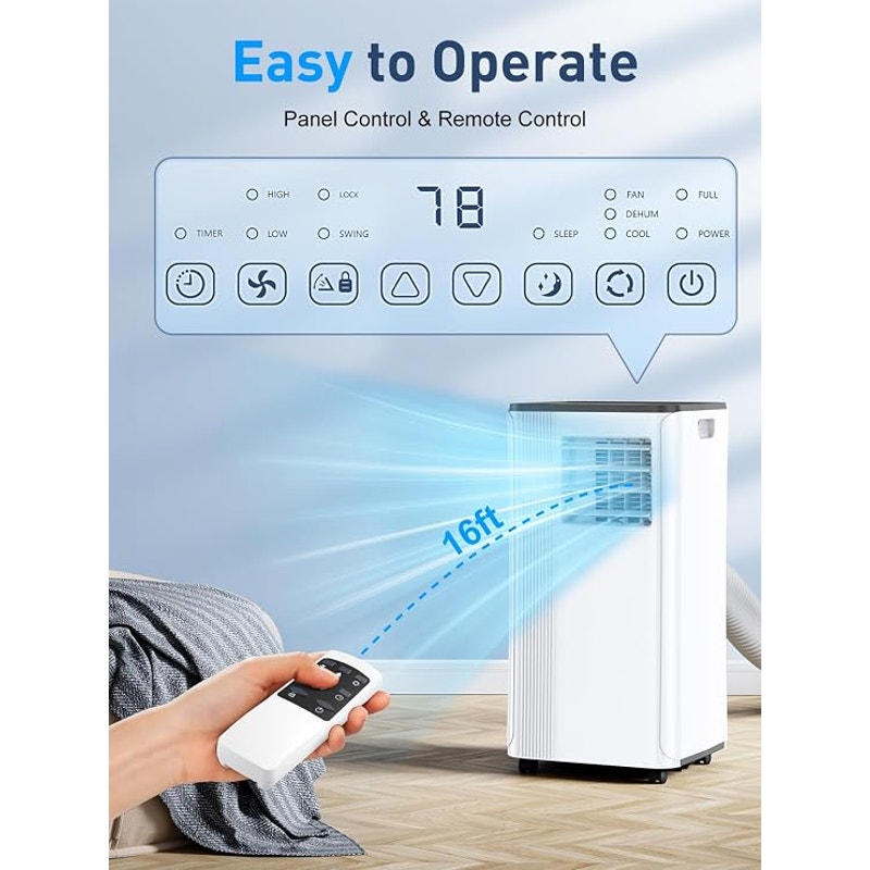Portable Air Conditioners - 2026 Upgraded 10000 BTU for Room up to 450 Sq. Ft, 3 in 1 AC Unit.