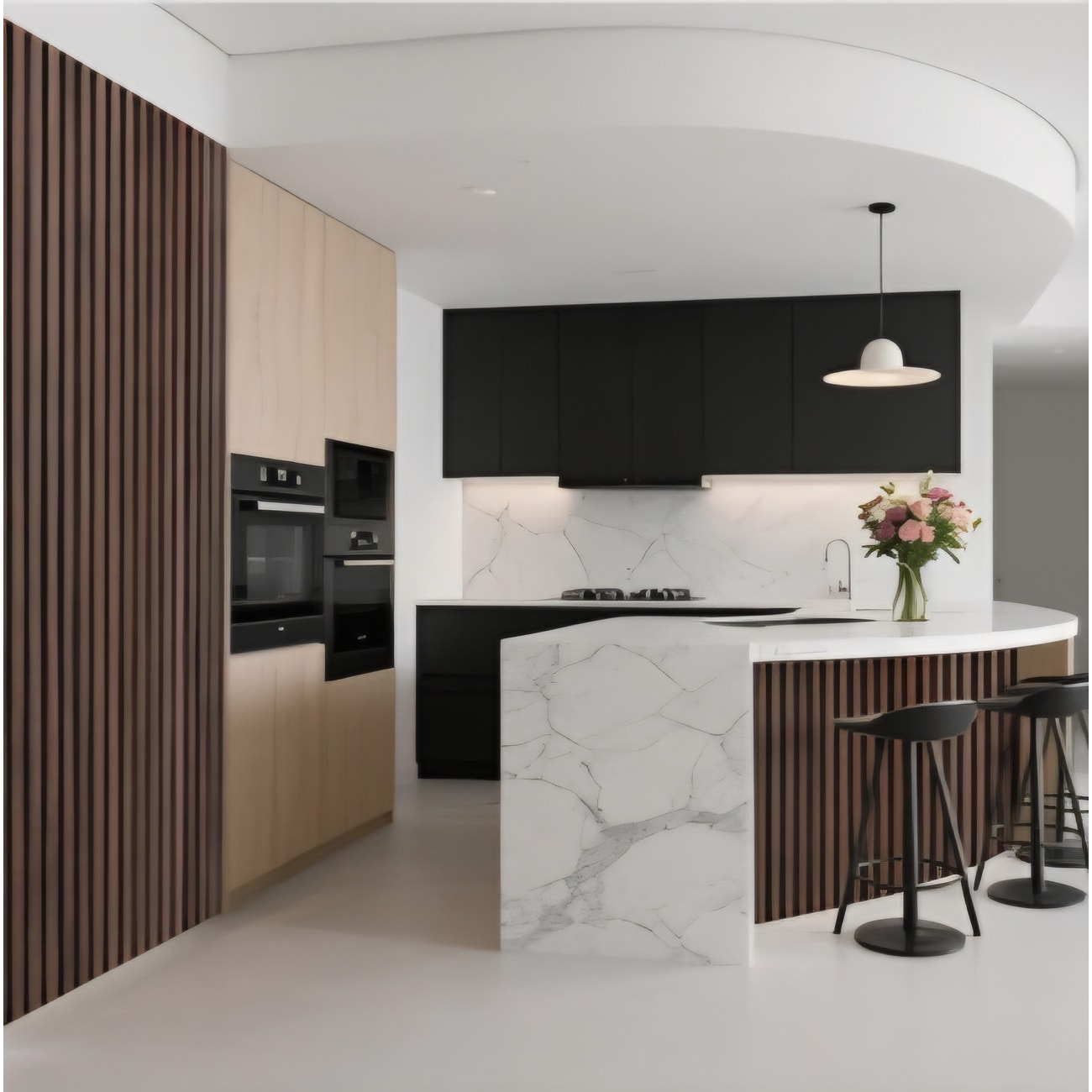 2-Pack Acoustic Wood Slat Wall Panel with Roll-Flat Design - 95.3 x 23.8 Walnut