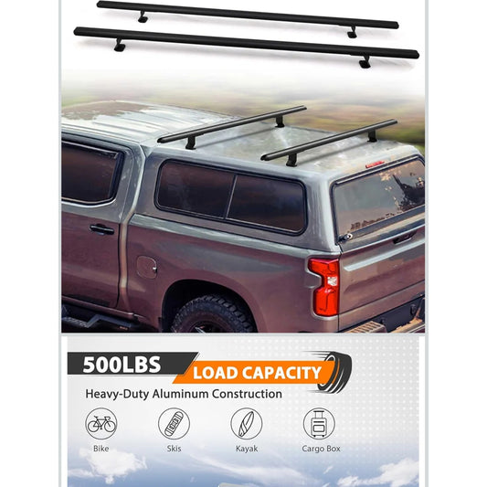 MELIPRON 60" Truck Cap Topper Rack Adjustable Aluminum Ladder Roof Rack for Kayak Canoe Lumber Pipe