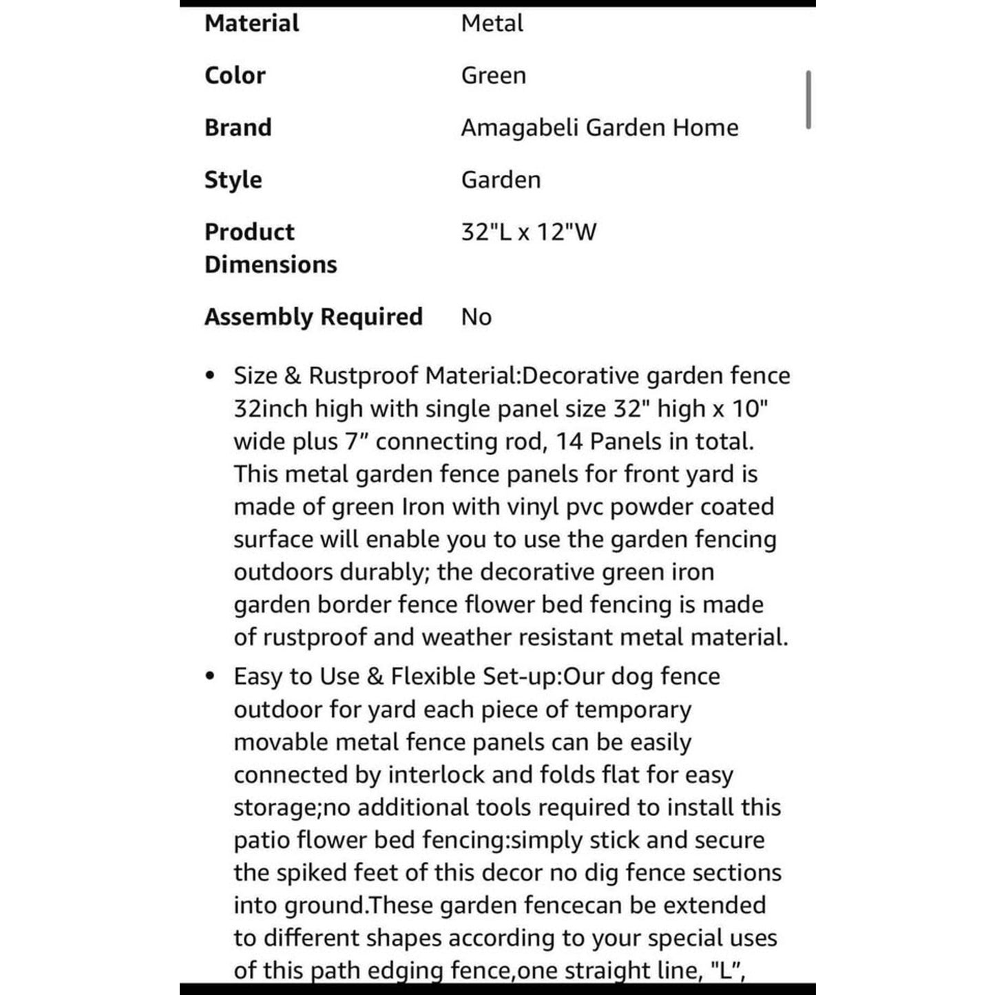 Amagabeli garden & home 32in(H)×20ft(L) Decorative Garden Fences and Borders for Dogs 14panels No Di