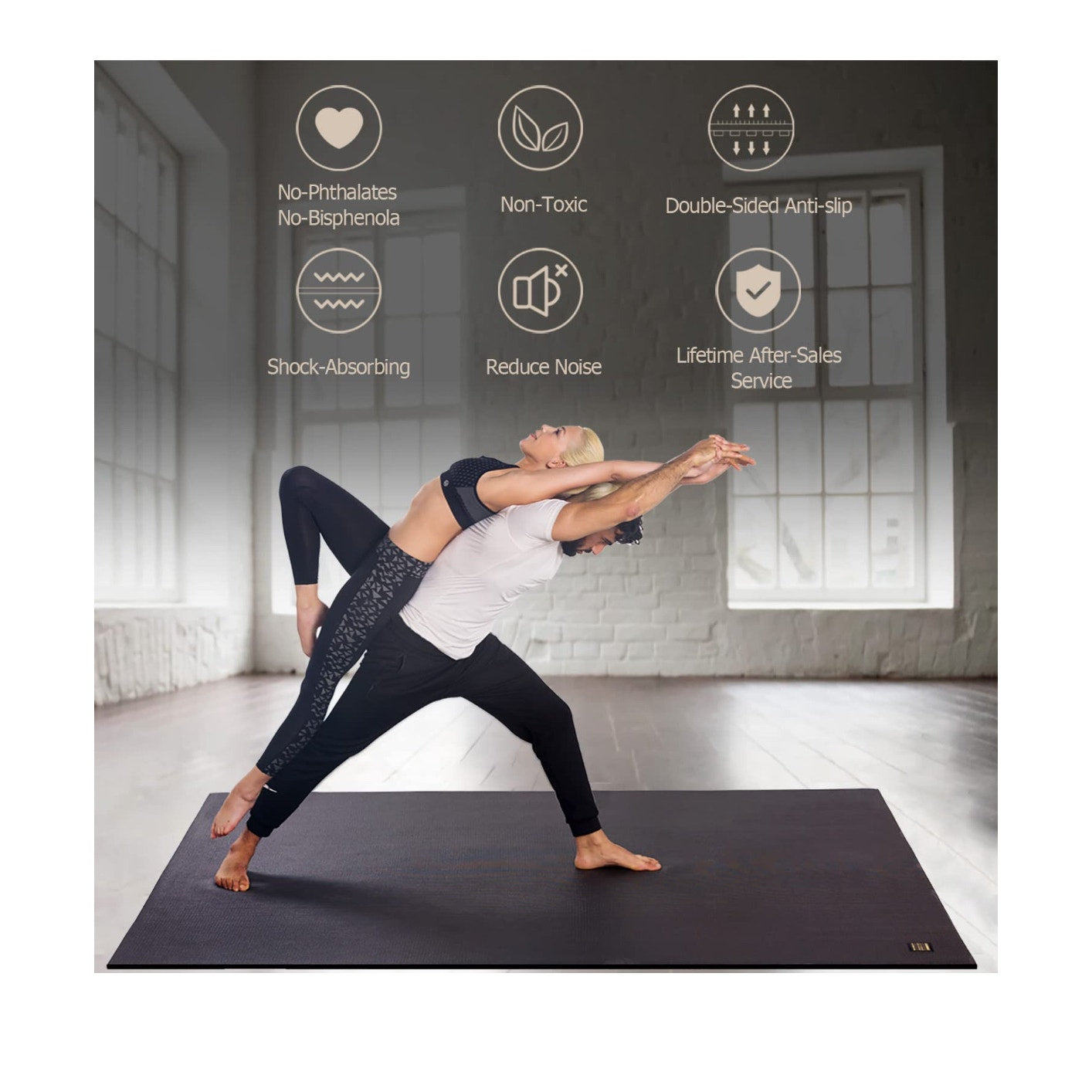 GXMMAT Large Yoga Mat 6’x6’ extra thick workout mat.