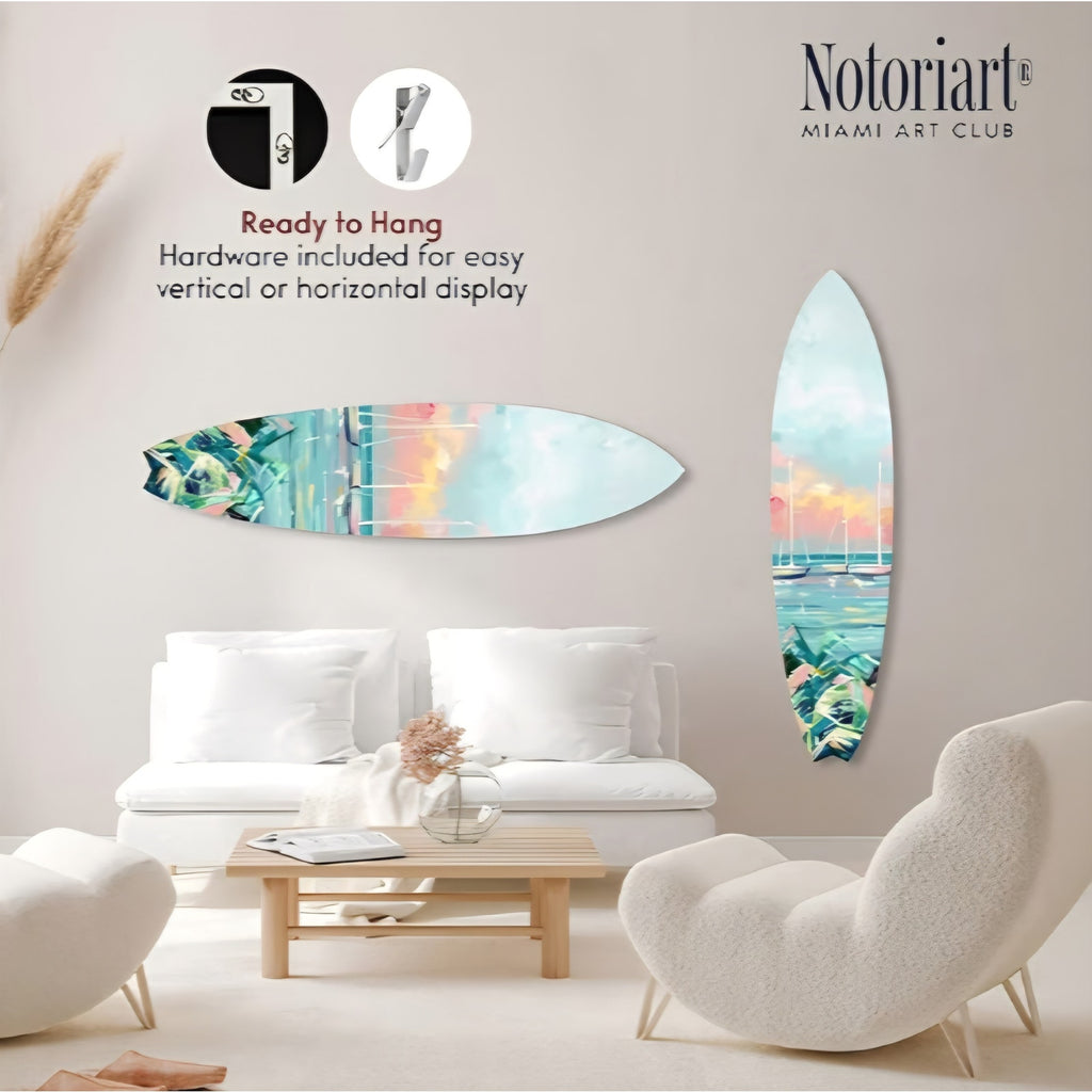 Wall Art Sail Boasts Outside Surfboard Acrylic Wall Art Die-Cut Coastal Modern High-Gloss 15" x 60"
