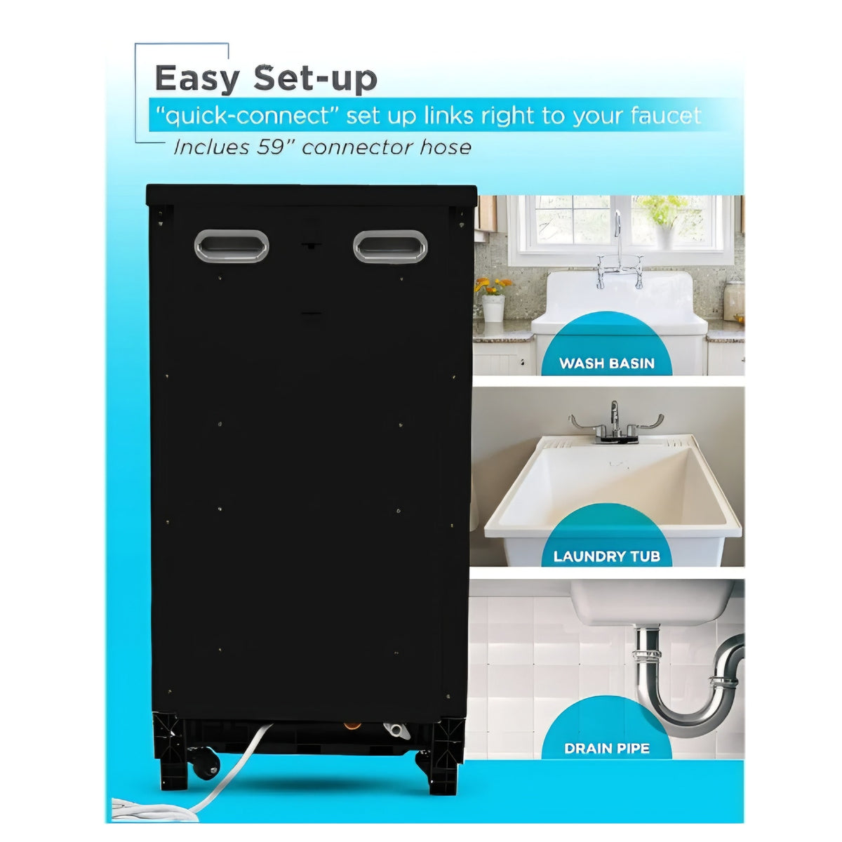 BLACK+DECKER 18-Inch Portable Dishwasher, 8-Place Setting Capacity Door Lock Broken