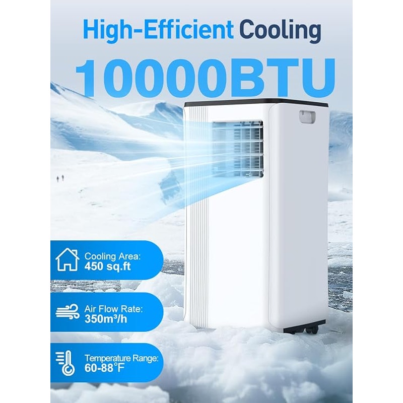 Portable Air Conditioners - 2026 Upgraded 10000 BTU for Room up to 450 Sq. Ft, 3 in 1 AC Unit.