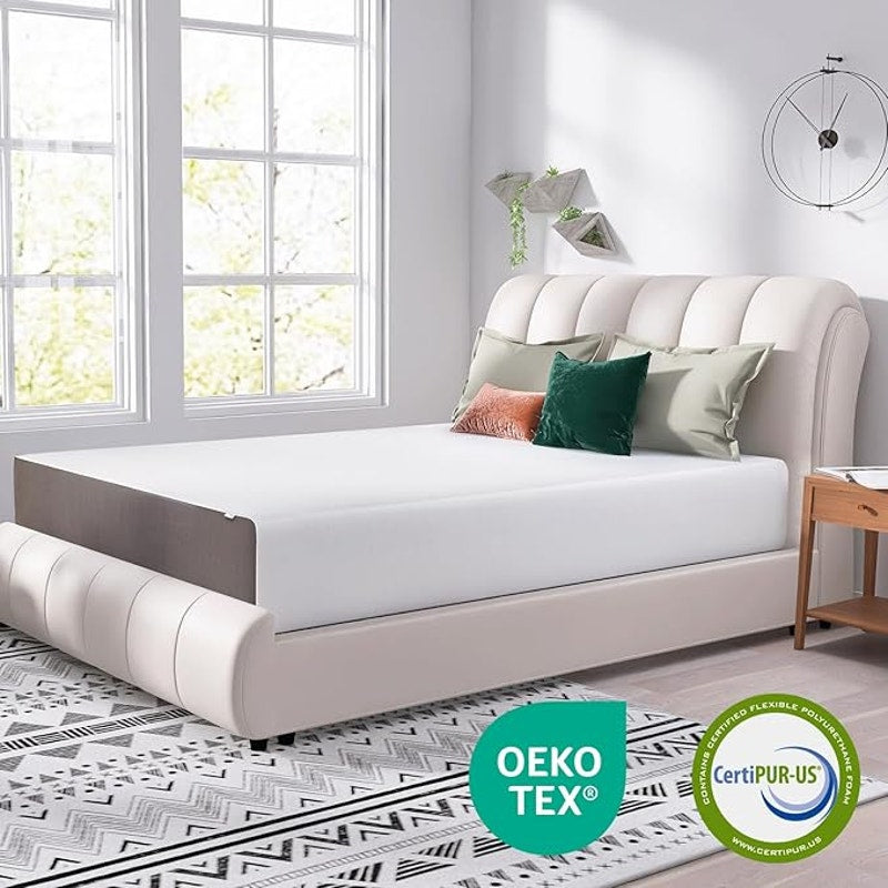 Queen matress 12 inch  Amazon Basic Medium Firm Memory Foam Mattress, Breathable, White/Grey