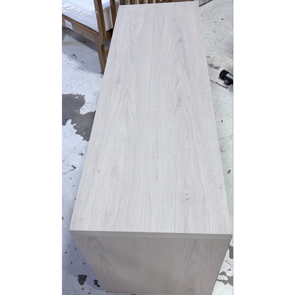 Tv console, beech white, TVs up to 55” swing out doors, adjustable shelves