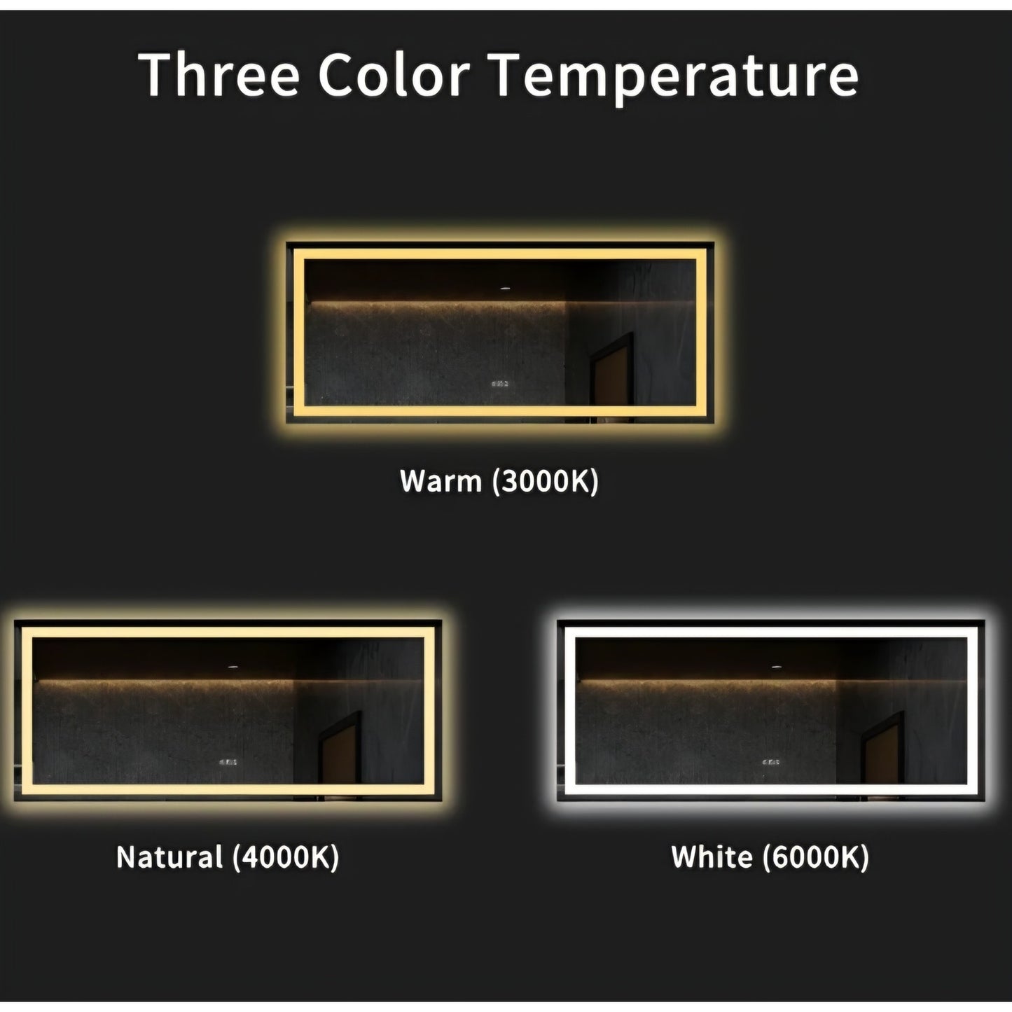 60X28 LED Bathroom Mirror with Lights, Anti-Fog, Dimmable, Backlit + Front Lit