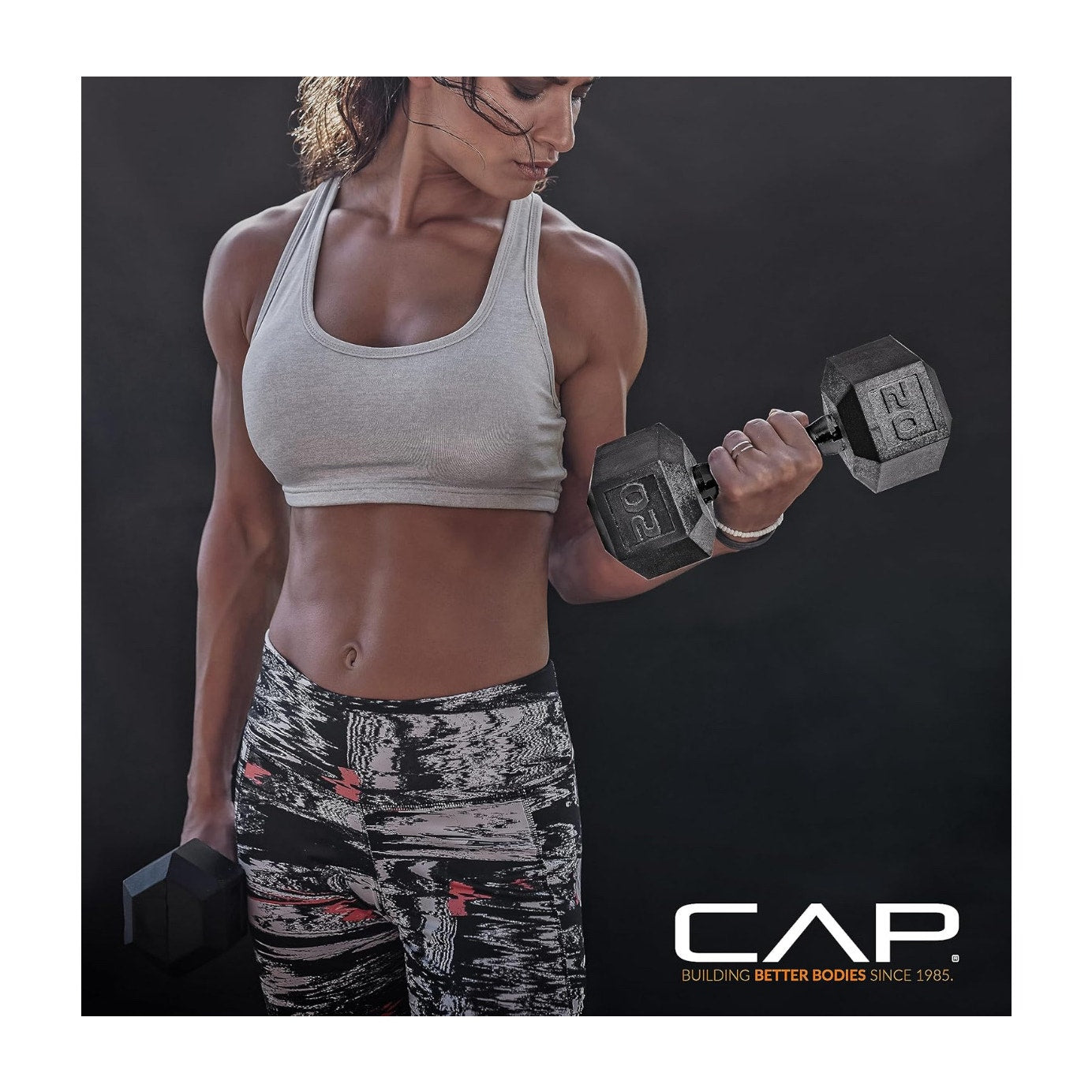 CAP Barbell Rubber Coated Dumbbell Weight Set with Vertical Rack | 150 lbs