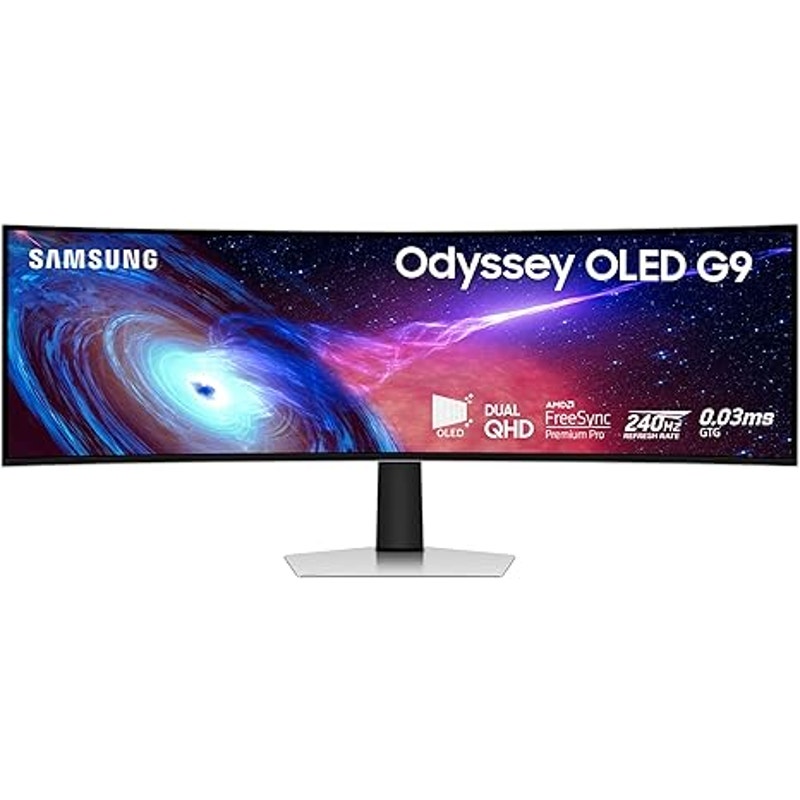 Samsung 49" Odyssey G93SC Series Curved Gaming Monitor, QD-OLED, 240Hz, 0.03ms, DQHD, G-Sync Comp.