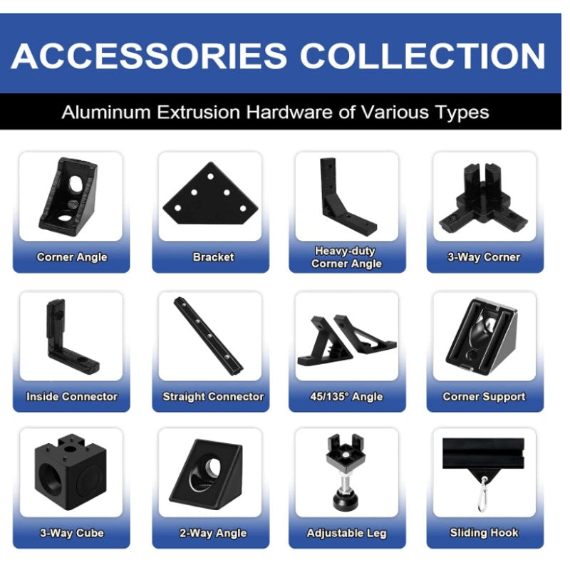 4Pack 20100 T Slot Aluminum Extrusion 800mm Black