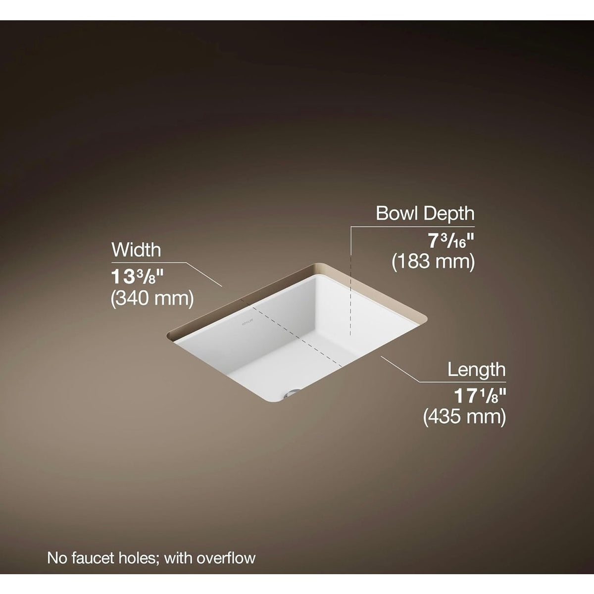KOHLER Verticyl 17" Undermount Bathroom Vanity Sink, white