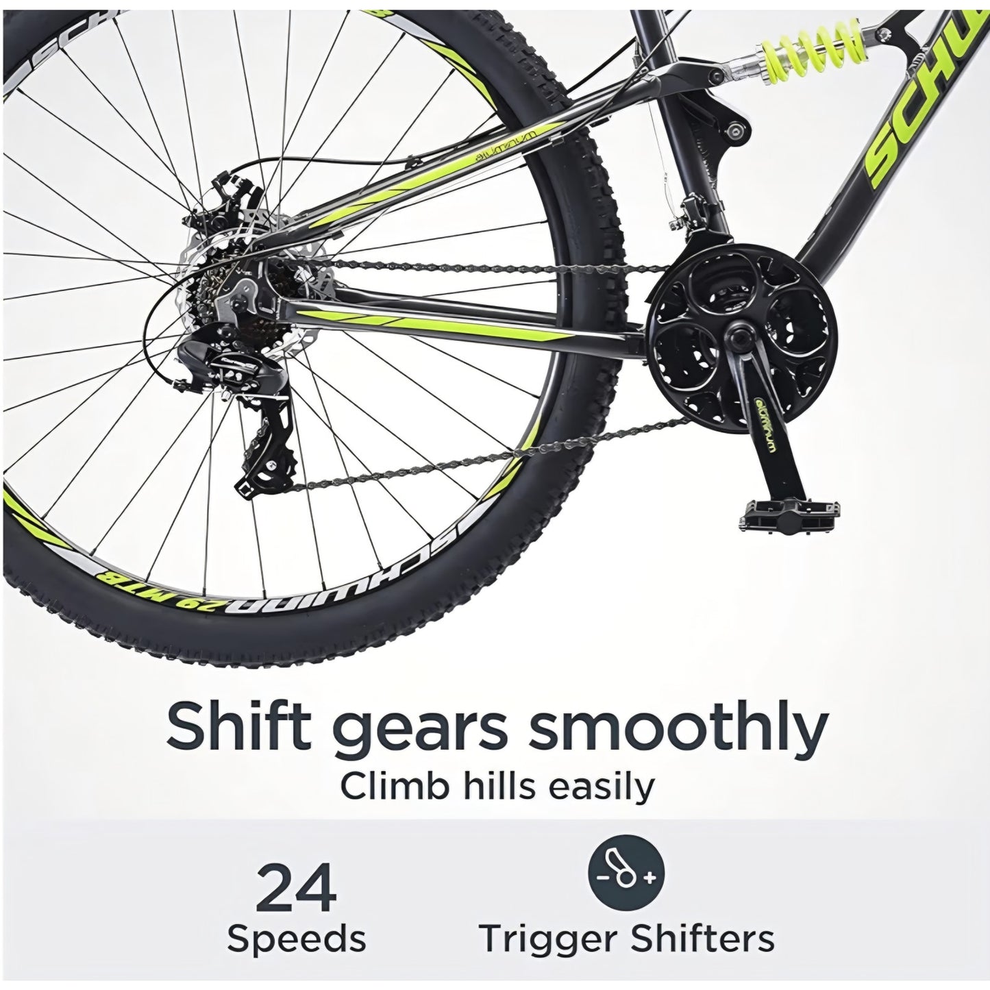 Traxion Mountain Bike for Adult Men Women, 29-Inch Wheels, Full Suspension, 24-Speed Shimano