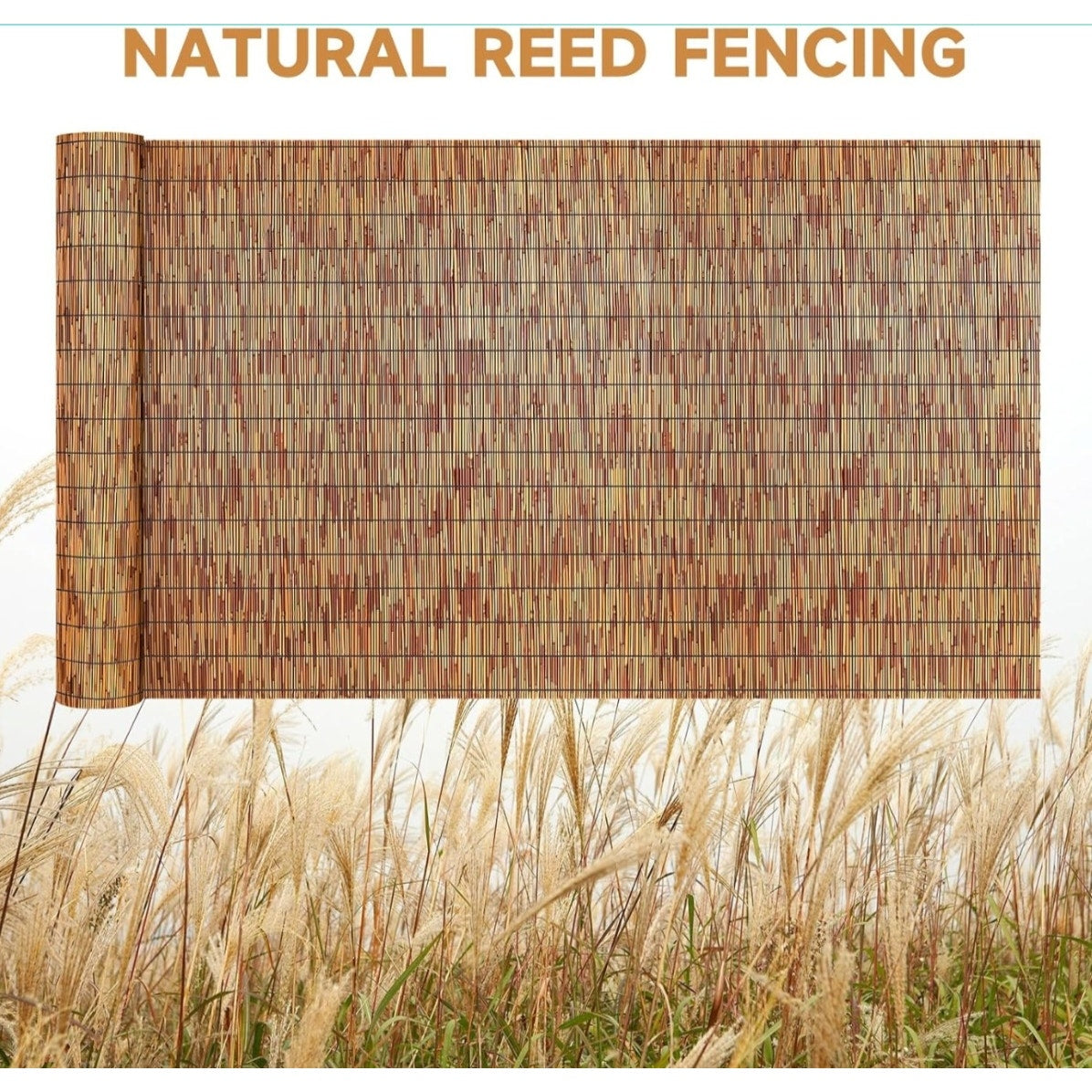 ZNCMRR Natural Reed Fencing Rolls,4FT X 16.4FT Reed Screen Curtain Balcony Reed Fence for Outdoor