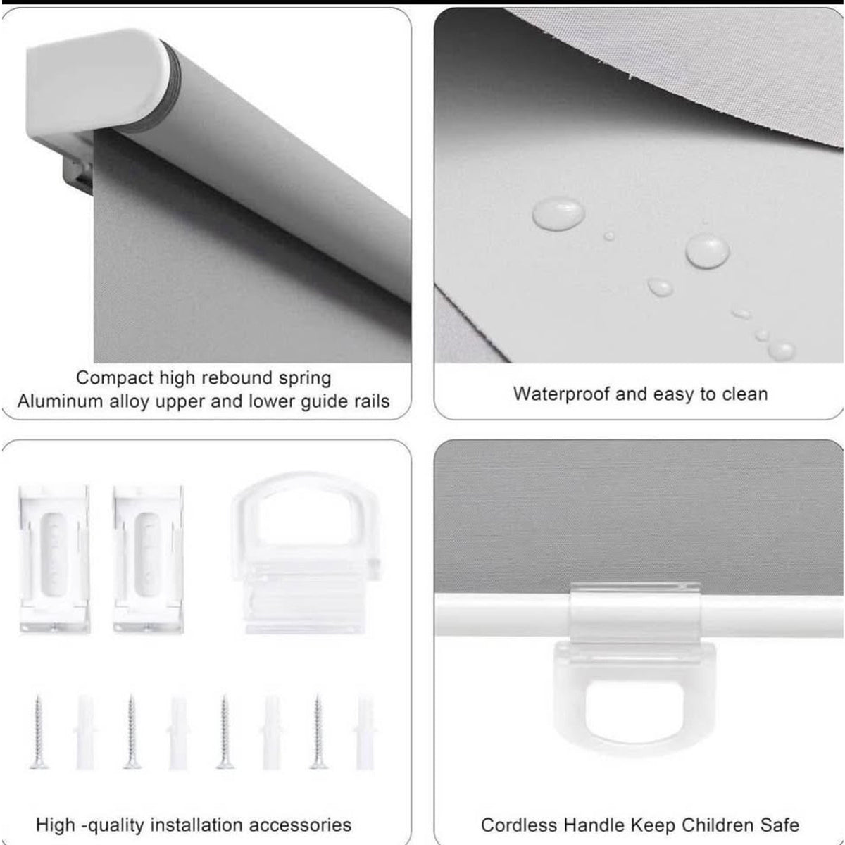 Blackout Roller Shades Blinds Cordless for Windows Pull Down Room Darkening Door Blinds with Thermal