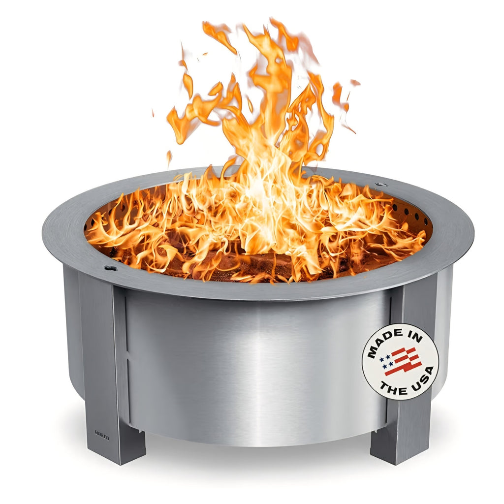 Smokeless Fire Pit (X Series 30, Stainless Steel) 34.5 inch Smokeless Firepit for Outside 94 Pounds