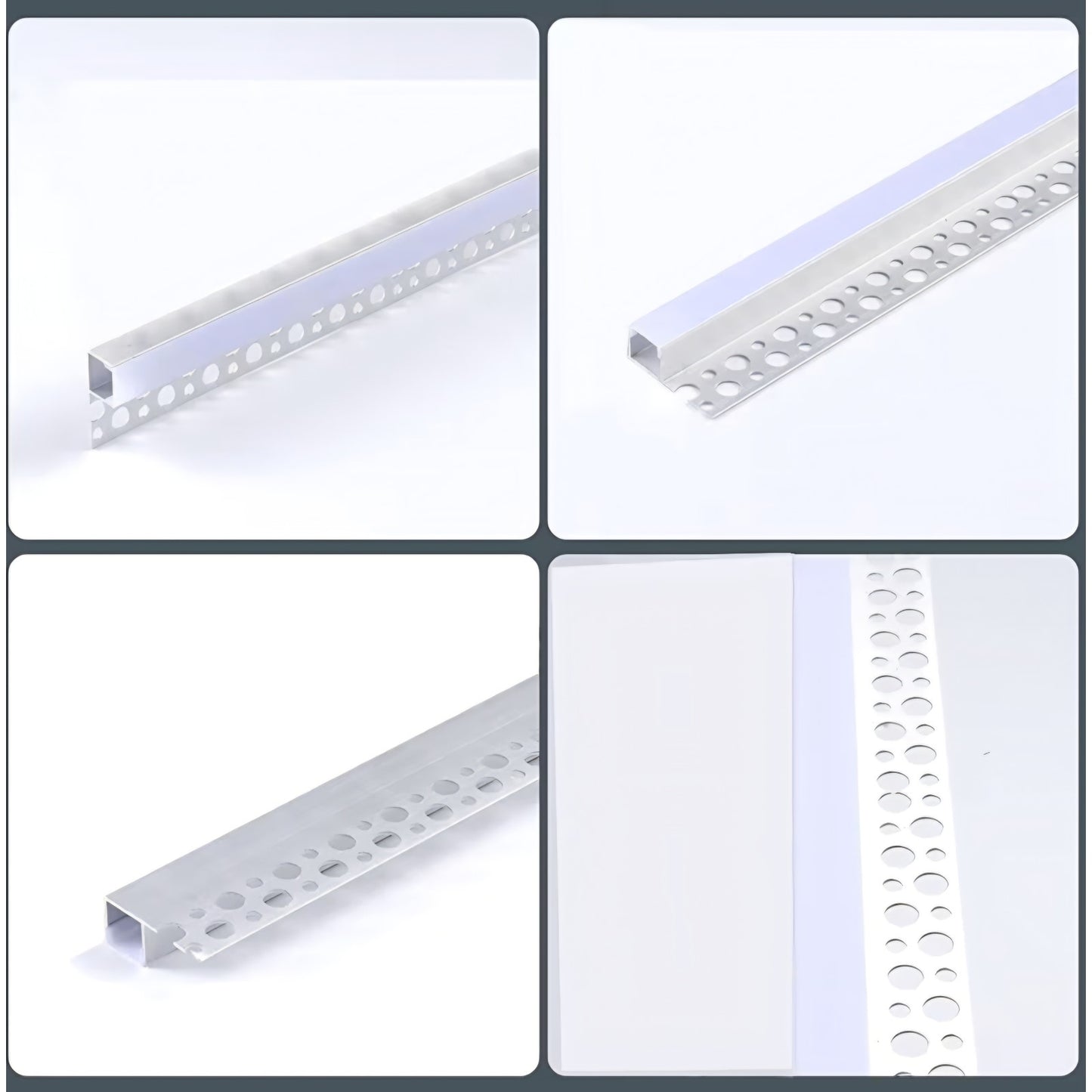 6 Pack Plaster-in LED Channel 6.6FT Recessed Drywall Aluminum Lighting Track,Trimless Strip Profile