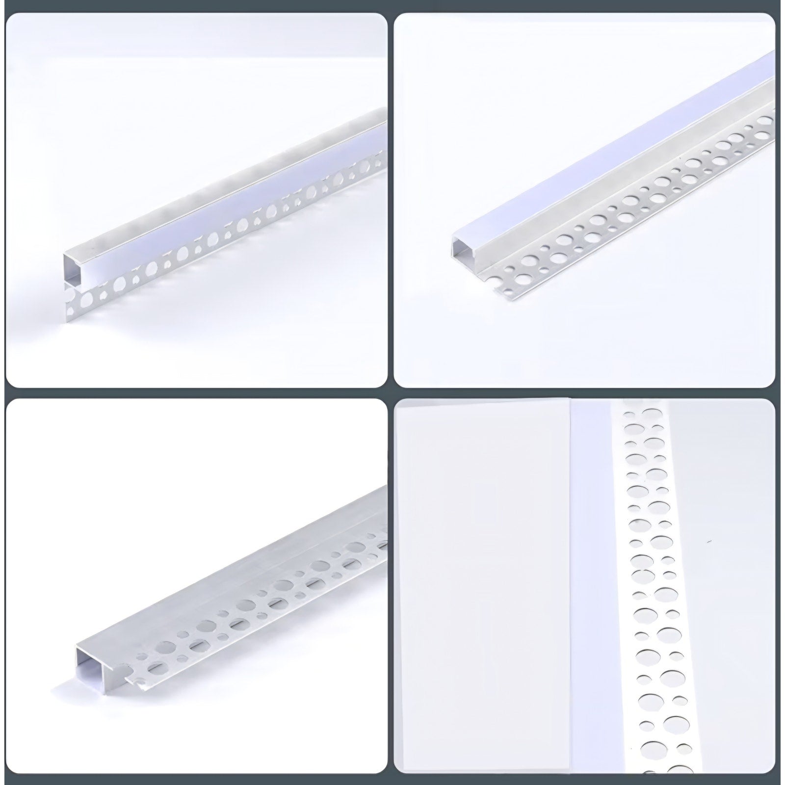 6 Pack Plaster-in LED Channel 6.6FT Recessed Drywall Aluminum Lighting Track,Trimless Strip Profile