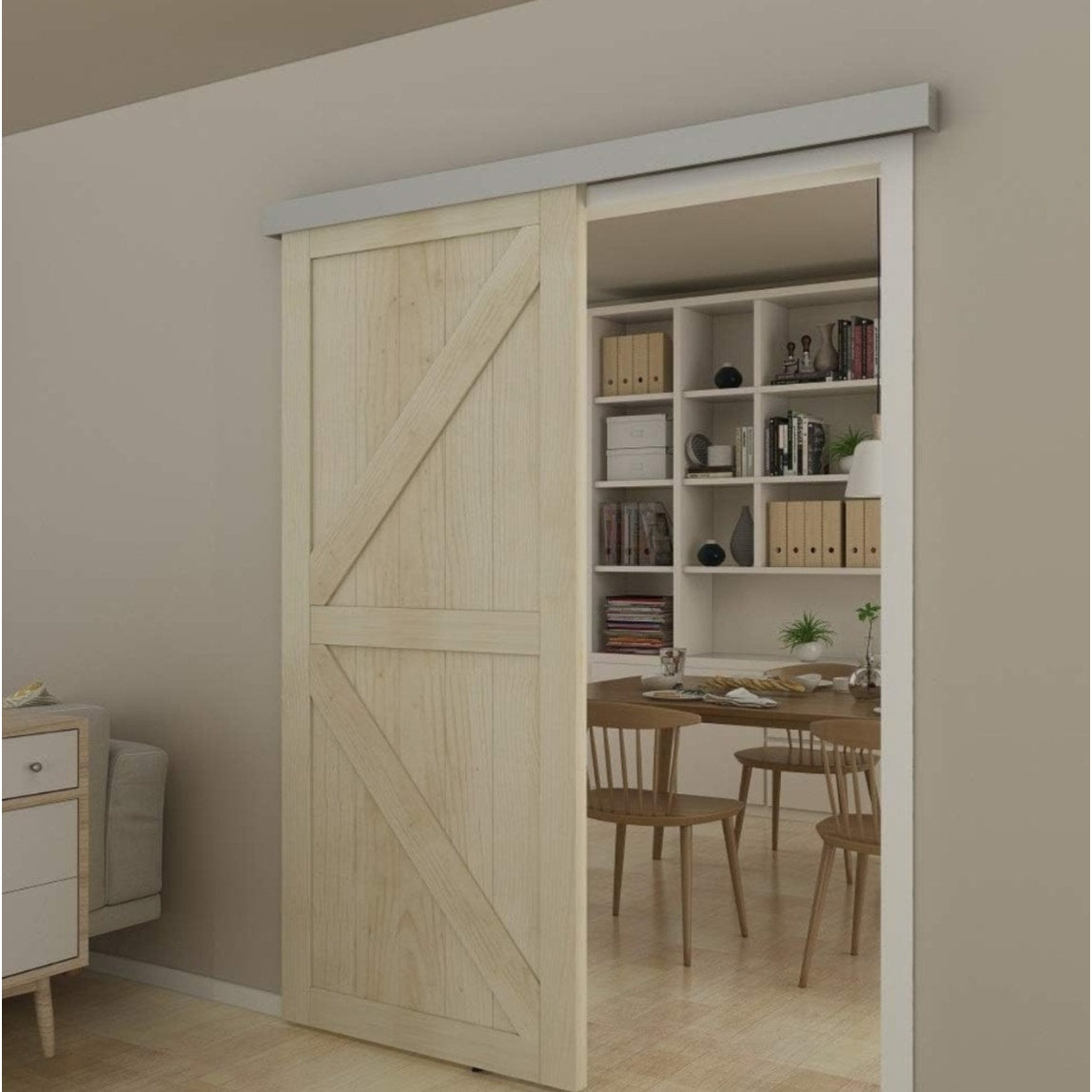 JUBEST 6FT Sliding Barn Door Hardware Kit, Aluminium Alloy Box Rail Hidden Sliding Door Hardware,