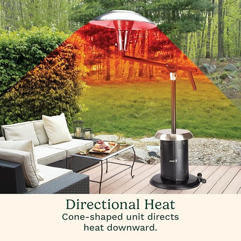 Cuisinart Perfect Position Propane Patio Heater with Hidden Tank and Drink Table, Swivel Arm