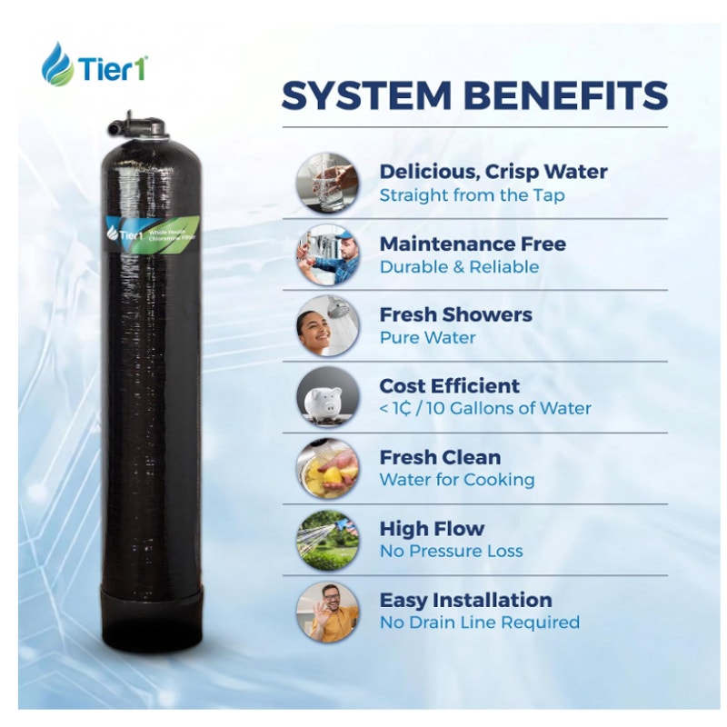 Tier1 Whole House Chloramine Water Filter System, 450,000 Gallon Capacity Pre-Filled Upflow Tank