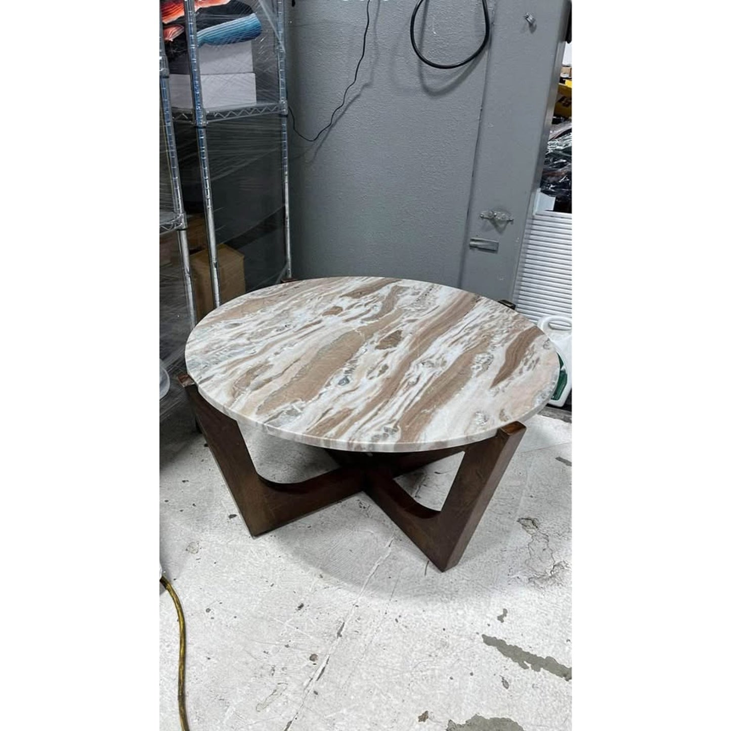 Signature Design by Ashley Tanidore Casual Solid Mango Wood Coffee Table with Marble Top, Dark Brown