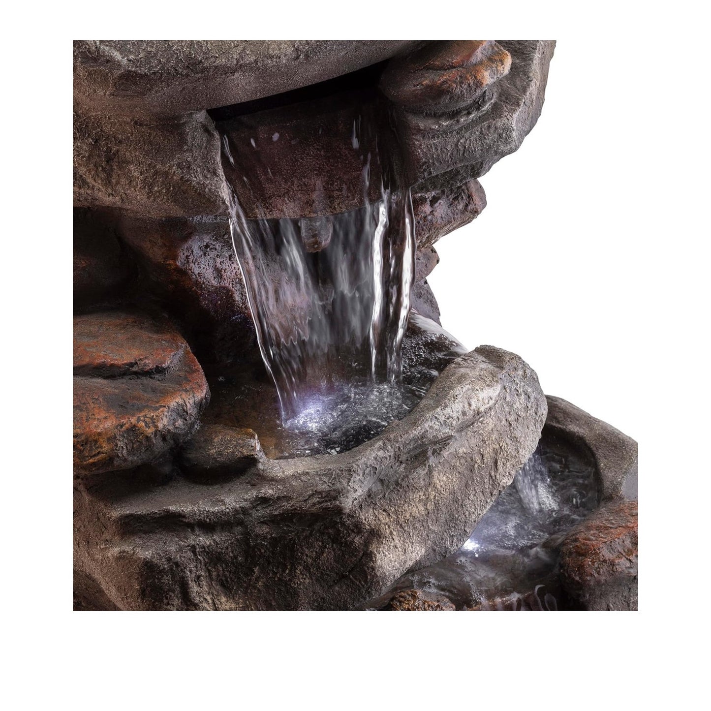 Alpine Corporation WIN316 40" Floor Fountain – 4-Tiered Rock Water Feature