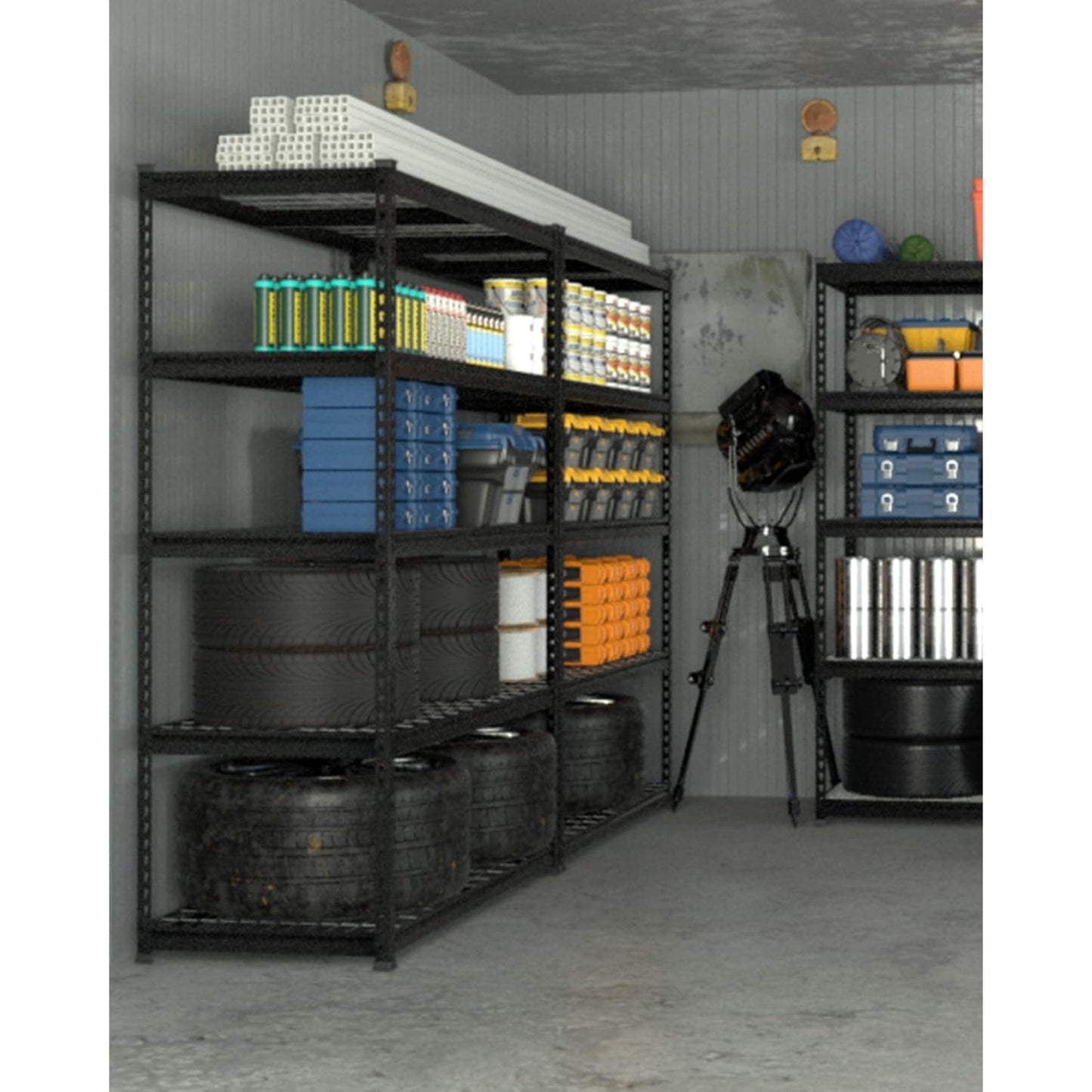 WORKPRO 5-Layer Heavy Duty Metal Storage Rack, 48”W x 24”D x 72”H,with 4000 lbs. Matte Black