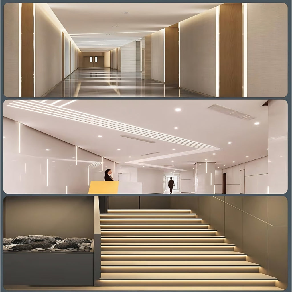6 Pack Plaster-in LED Channel 6.6FT Recessed Drywall Aluminum Lighting Track,Trimless Strip Profile