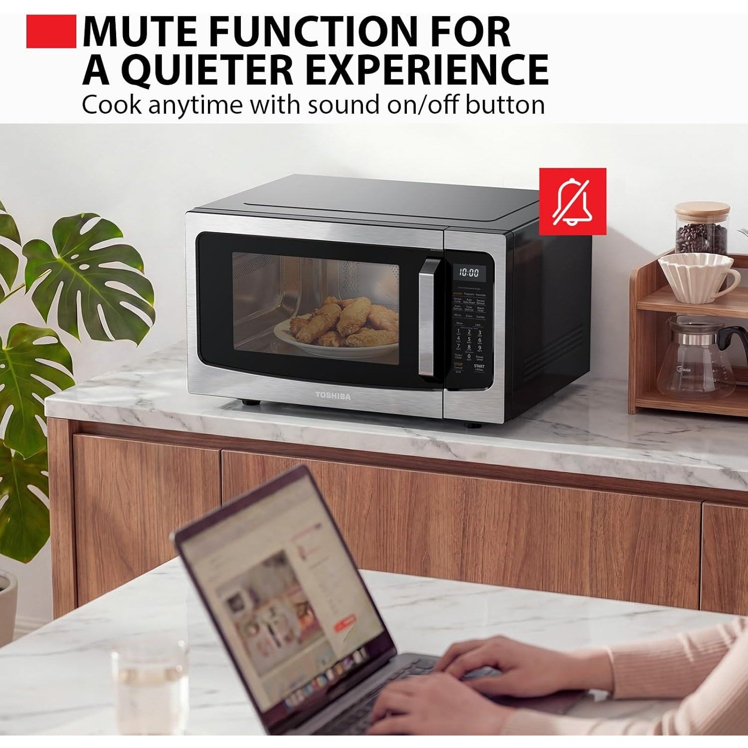 Toshiba Air Fryer Combo 4-in-1 Countertop Microwave Oven, Smart Sensor, Convection, Mute Function.