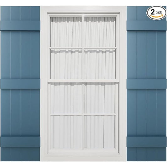 14"Wx67"H Mid-America Vinyl, Standard Size Four Board Joined Shutters, w/Installation- Classic Blue