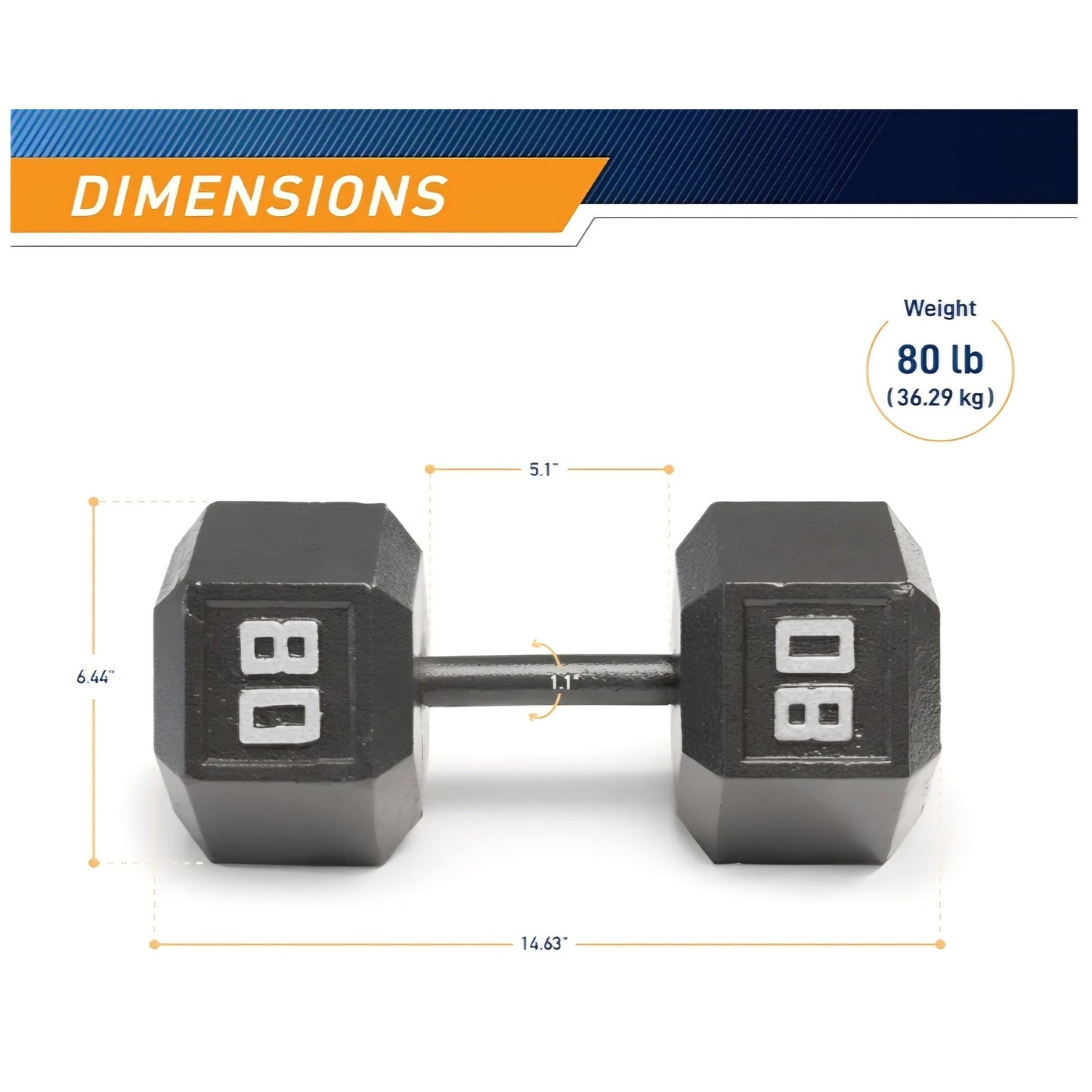 Marcy Cast Iron Hex Dumbbells Collection - Available size from 3-lb to 100-lb, SOLD INDIVIDUALLY