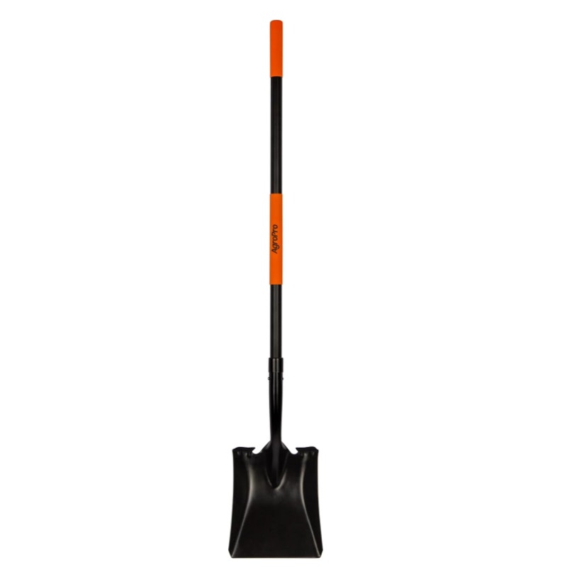 Square Shovel for Digging, Heavy Duty Metal Shovel with Long Fiberglass Handle
