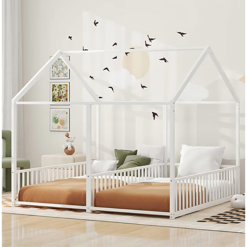 Modern Classic House Bed Frame with Storage Under Frame, Sturdy Construction Heavy Duty Frame