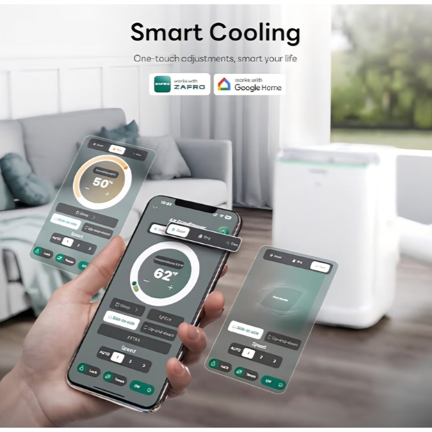 ZAFRO Smart Inverter Portable Air Conditioners, 14000 BTU (10000 BTU SACC) Dual Hose Portable AC