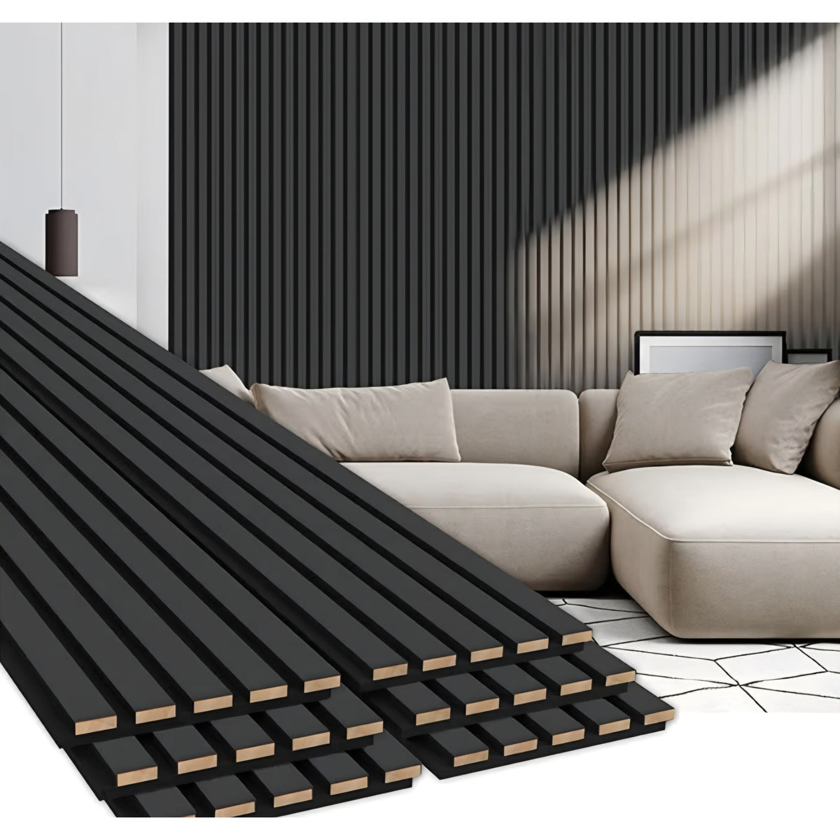 Wood Panels for Wall 94.5" × 7.87" Acoustic Soundproof Wall Slat Panels,