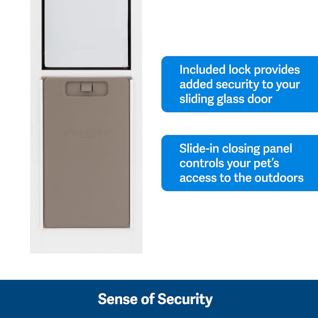 PetSafe Sliding Glass,PetDoor-Aluminum Frame-Adjustable Height 75 7/8" to 80 11/16"-Up to40lb-White