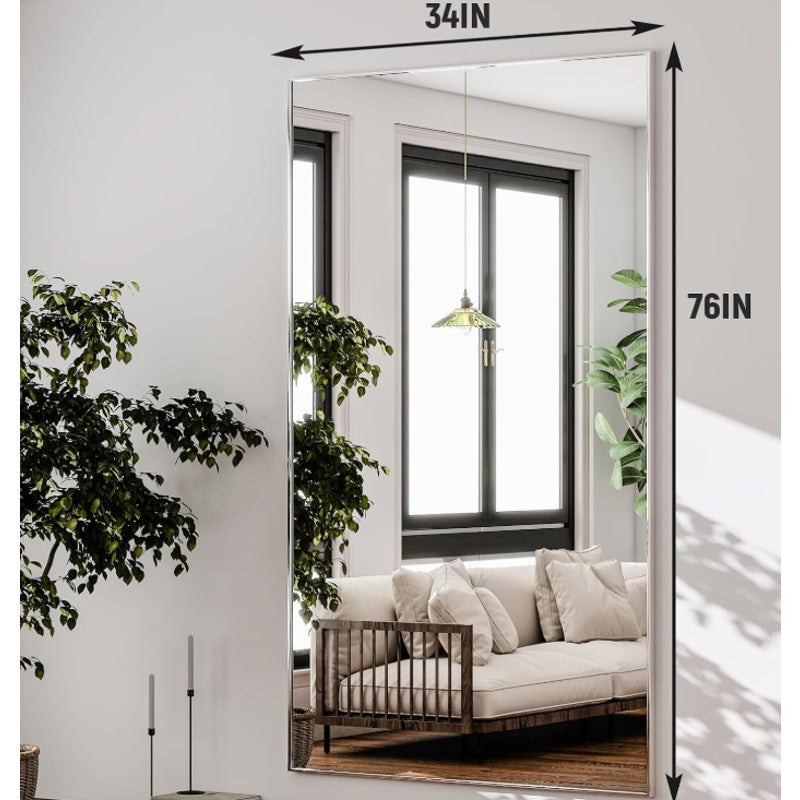 GLSLAND 76"x34" Full Length Mirror Extra Large Hanging or Leaning Rectangle Mirror