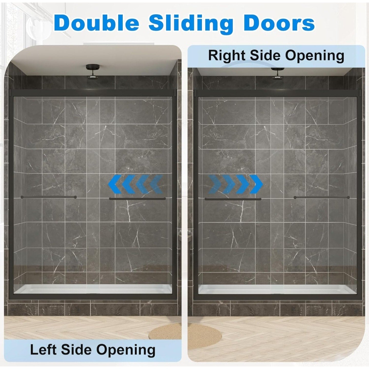 56-60" W x 62" H Tub Shower Door Bathroom Double Sliding Shower Door 5/16"(8mm) Thick Tempered