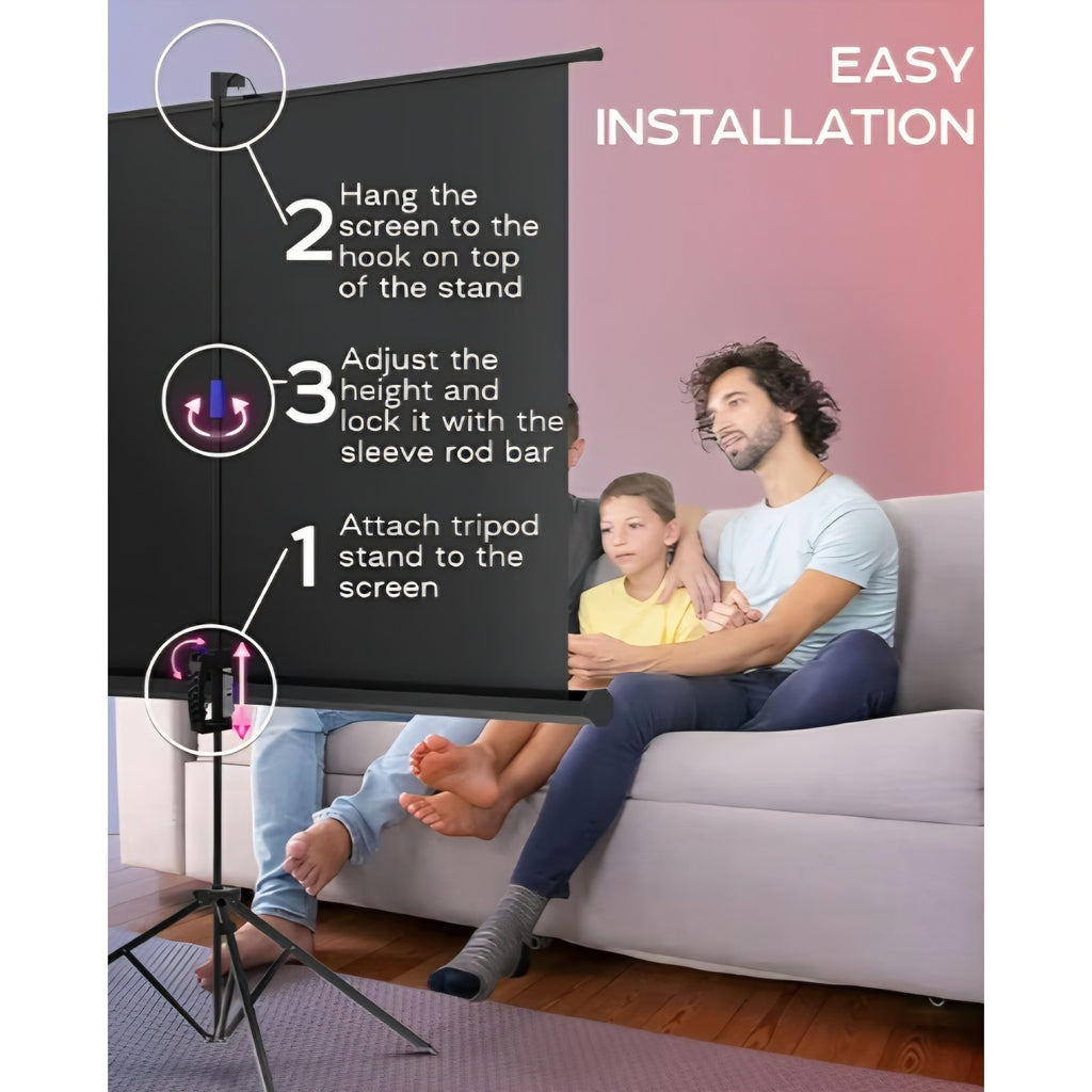 Projector Screen with Stand 84" - Indoor & Outdoor Projection Screen for Movie or Office