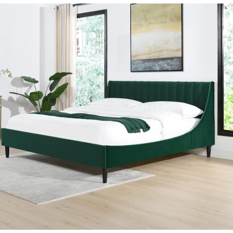 King bed frame Jennifer Taylor Home Aspen Vertical Tufted Modern Headboard Platform Bed Set