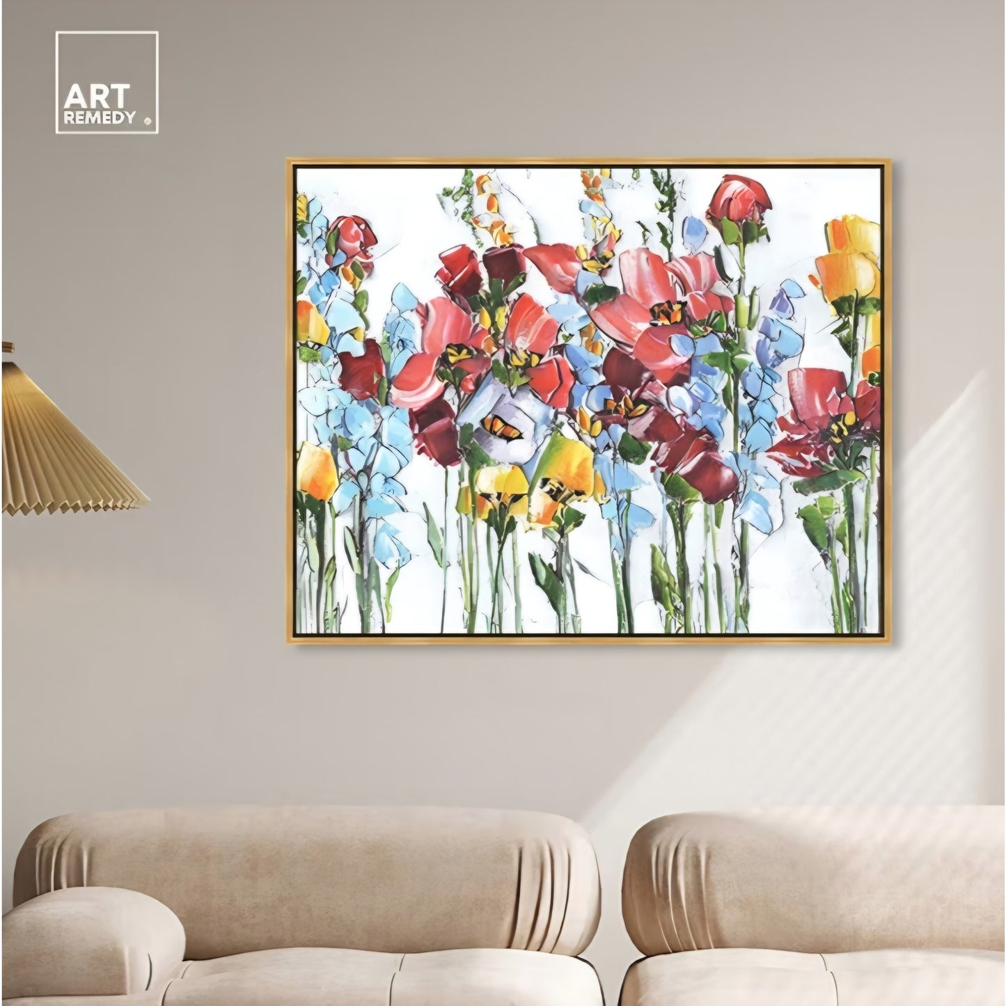 Art Remedy Follow Your Heart Canvas Bright Colorful Abstract Wall Art, Gold Frame, 45" x 36