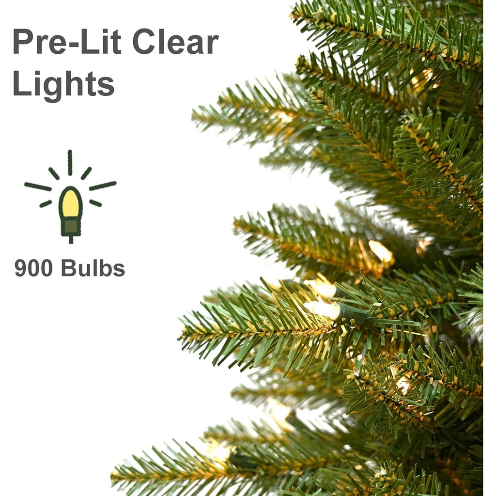 Puleo International 12ft Pre-Lit Slim Fraser Fir Christmas Tree, 3903 Realistic Dense Branch Tips.