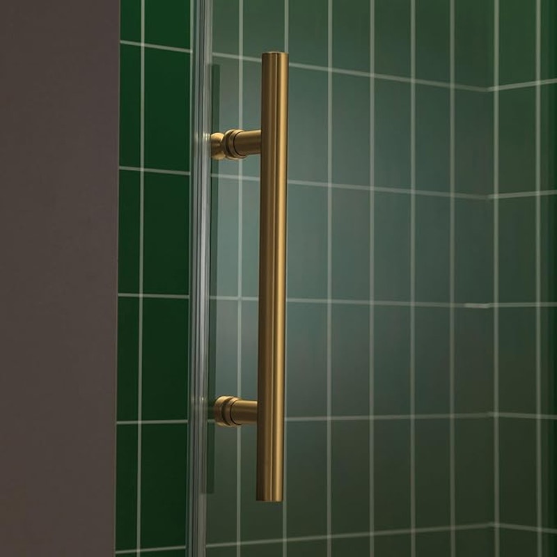 Woodbridge 57.5-60" W x 80" H Frameless Single Sliding Soft-Close Shower in Brushed Gold Finish
