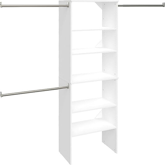 ClosetMaid SuiteSymphony Wood Closet Organizer System, 25-Inch, Tower and 3 Hang Rods, Pure White