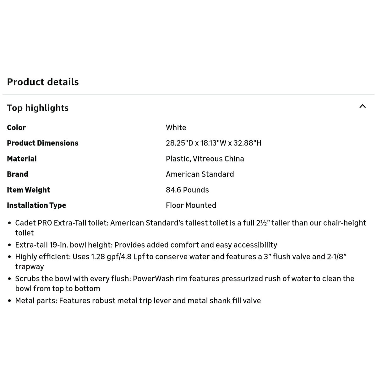 American Standard 215TB104.020 Cadet PRO Two-Piece Toilet