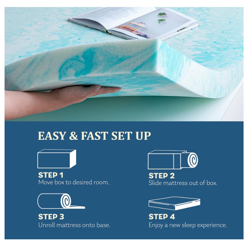 EGO 3 Inch Queen Mattress Topper Gel Memory Foam for Pressure Relief Cooling Gel Infused